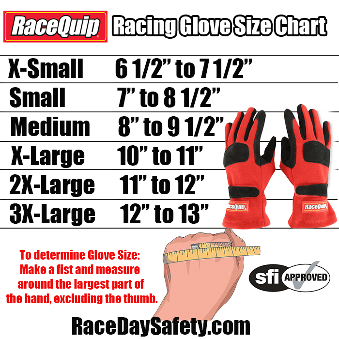 RaceQuip 355 Series 2 Layer Nomex® Race Gloves Red <br>SFI 3.3/5