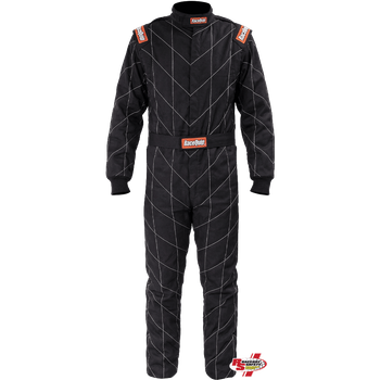 RaceQuip Chevron-1 Race Suit Black w/White Stitching <br>SFI 3.2A/1
