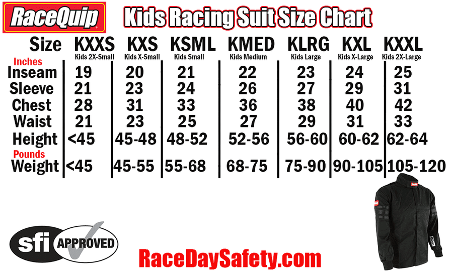 RaceQuip Kid's Racing Jacket Black <br>SFI 3.2A/1