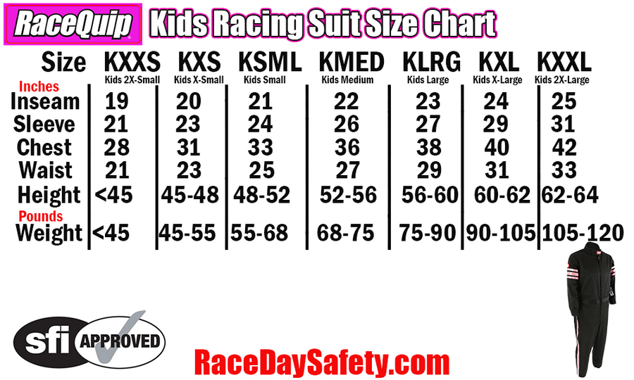 RaceQuip Pro-1 Kids Racing Suit Black/Pink <br>SFI 3.2A/1