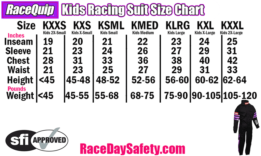 RaceQuip Pro-1 Kids Racing Suit Black/Purple <br>SFI 3.2A/1