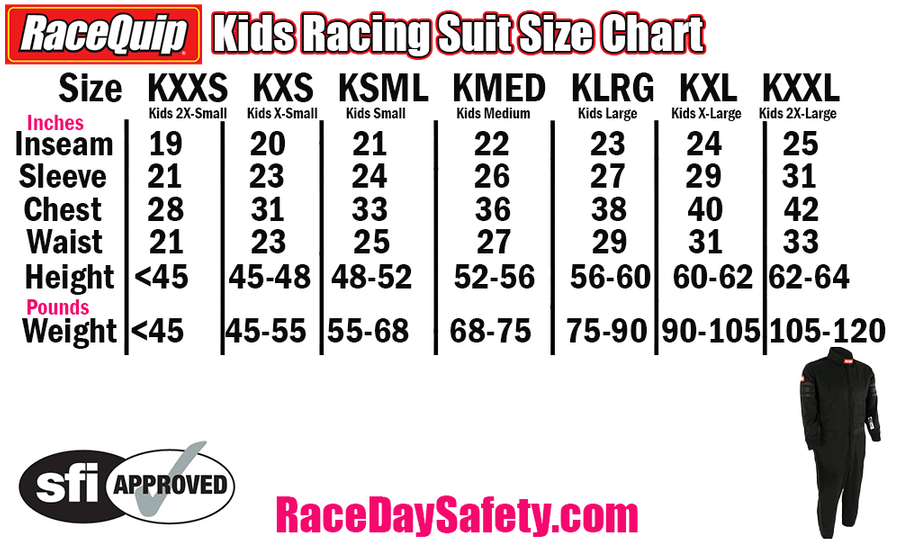 RaceQuip Pro-1 Kids Racing Suit Black/Black <br>SFI 3.2A/1