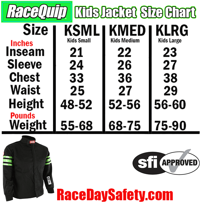 RaceQuip Kid's Racing Jacket Green <br>SFI 3.2A/1