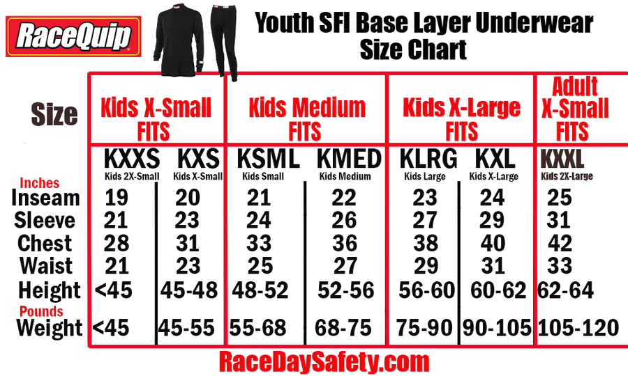 RaceQuip Youth Fire Retardant Long John Underwear Bottoms <br>SFI 3.3