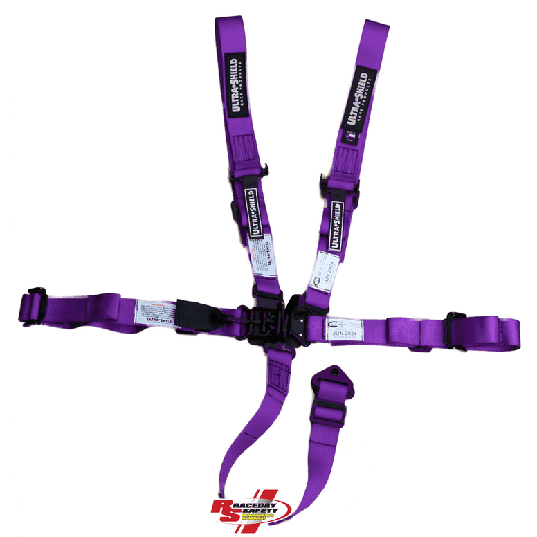 thumbnail image 2 of 50 Caliber Racing 5 Point Safety Harness – 3" Padded Straps – Purple – Latch & Link – Sternum Strap – Universal 2 of 3
