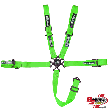 Ultra Shield Junior 5 Point Camlock Racing Seat Belts Fluorescent Green <br>SFI 16.1
