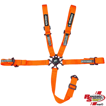Ultra Shield Junior 5 Point Camlock Racing Seat Belts Fluorescent Orange <br>SFI 16.1