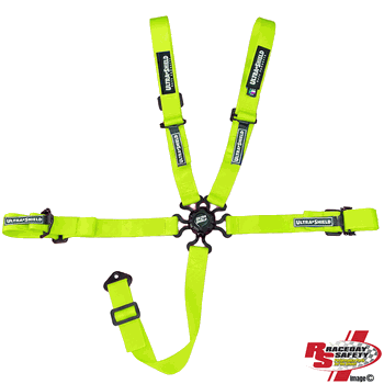 Ultra Shield Junior 5 Point Camlock Racing Seat Belts Fluorescent Yellow <br>SFI 16.1