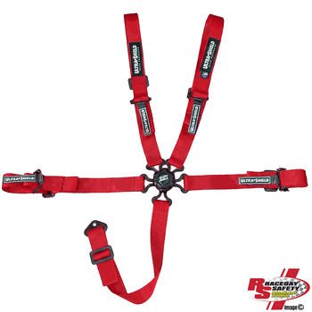 Ultra Shield Junior 5 Point Camlock Racing Seat Belts Red <br>SFI 16.1