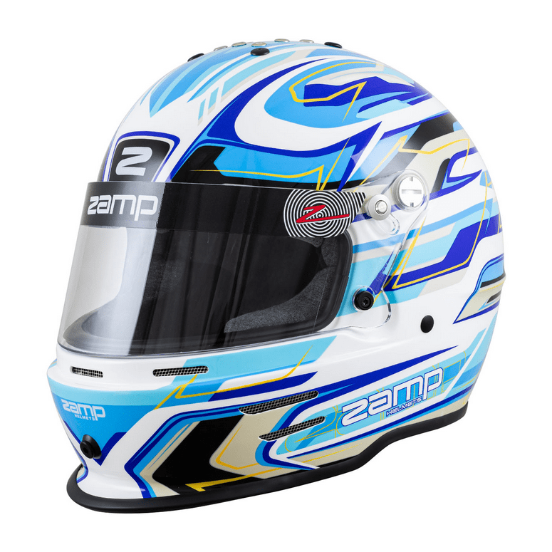 Zamp RZ42Y Snell CMR2016 Youth Race Helmet White/Blue/Light Blue