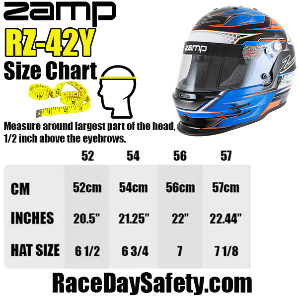 Zamp RZ-42Y Youth Race Helmet Orange/Blue Graphic <br>Snell CMR2016
