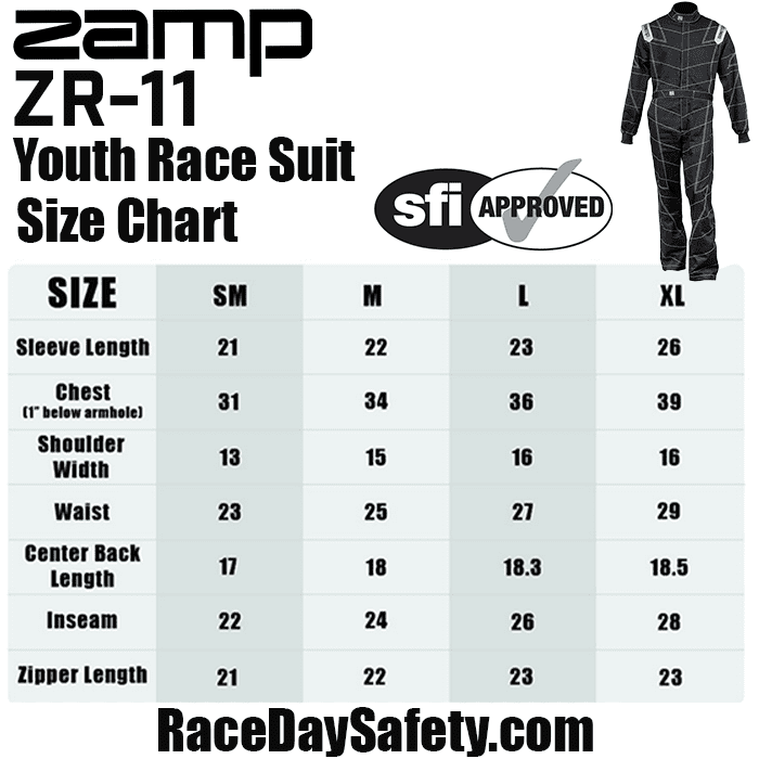 Zamp ZR-11 Youth Race Suit Black <br>SFI 3.2A/1