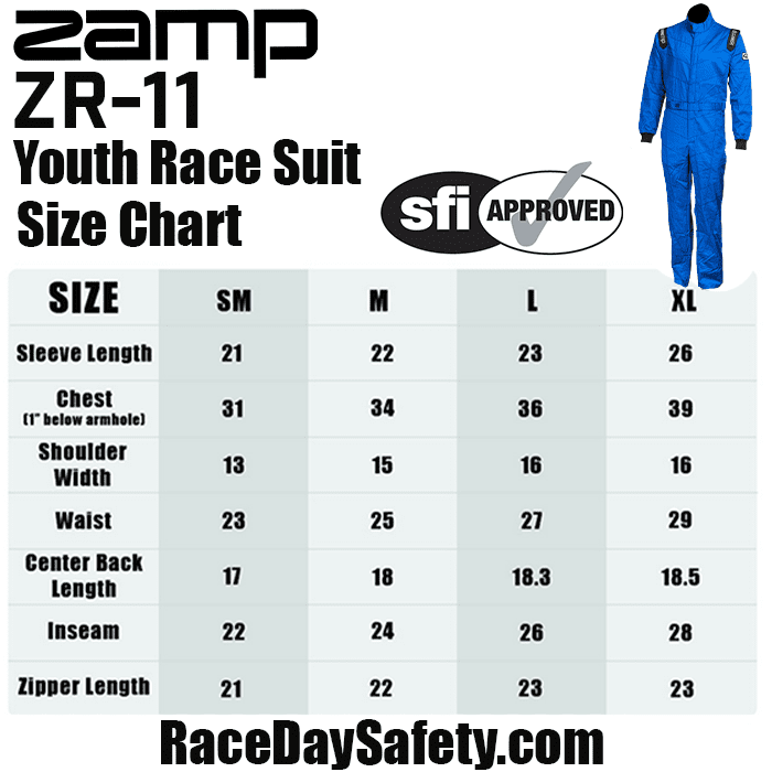 Zamp ZR-11 Youth Race Suit Blue <br>SFI 3.2A/1