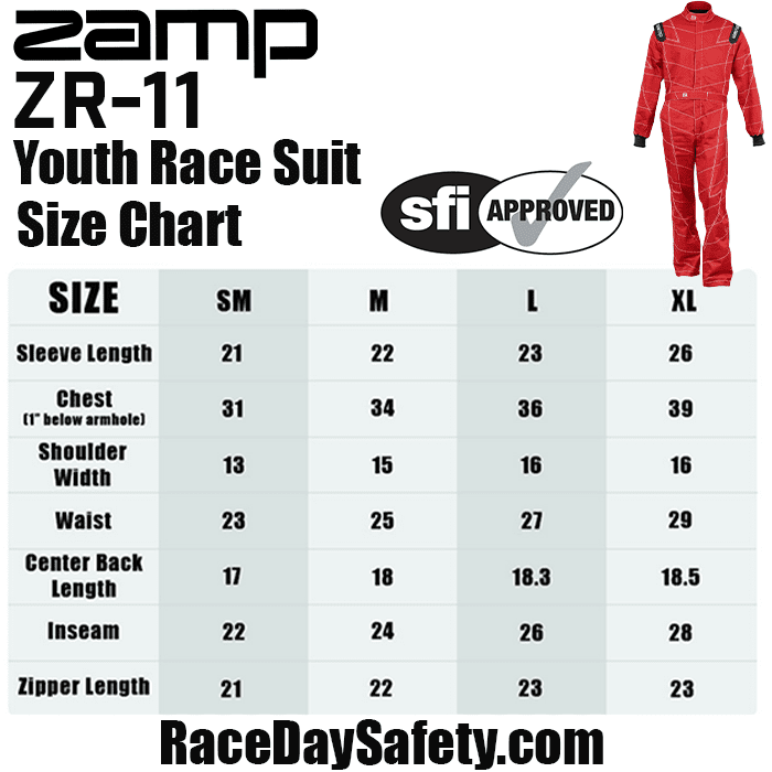 Zamp ZR-11 Youth Race Suit Red <br>SFI 3.2A/1