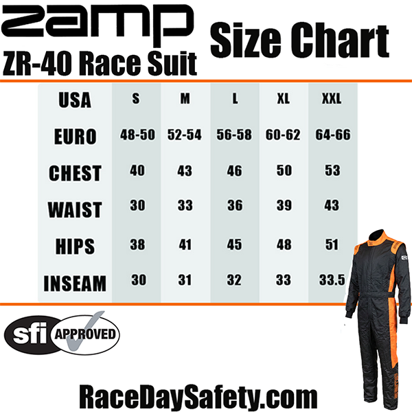 Zamp ZR-40 Race Suit Black/Orange <br>SFI 3.2A/5