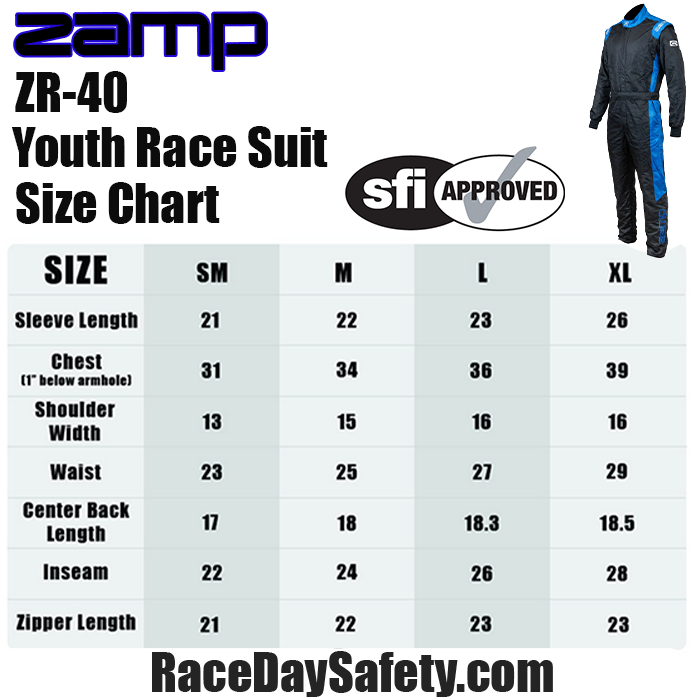 Zamp ZR-40 Youth Race Suit Blue/Black <br>SFI 3.2A/5