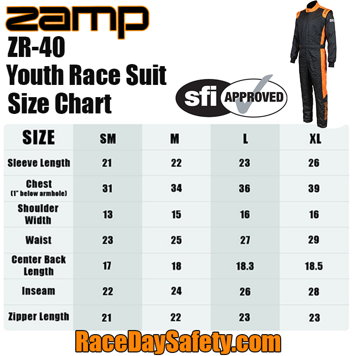 Zamp ZR-40 Youth Race Suit Orange/Black <br>SFI 3.2A/5
