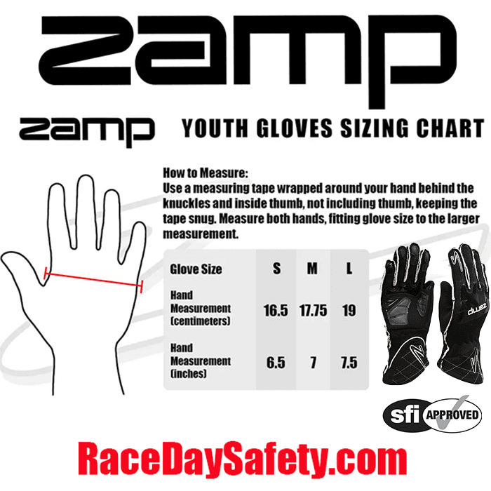 Zamp ZR-50 Youth Race Gloves Black <br>SFI 3.3/5