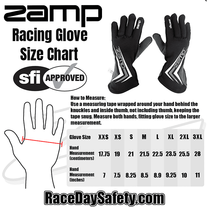 Zamp ZR-60 Race Gloves Black <br>SFI 3.3/5