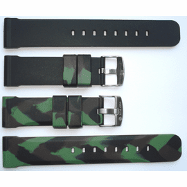 22mm Green Camo Reversible Strap "Deep Blue " Logo On buckle
