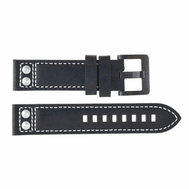 22mm Pilots Leather Strap with SS or PVD Rivets and  Buckle
