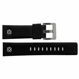 24mm Silicon Strap BLACK with WHITE logo
