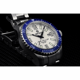 ALPHA MARINE 500 T-100 TRITIUM SWISS AUTOMATIC WHITE DIAL LUME BLUE