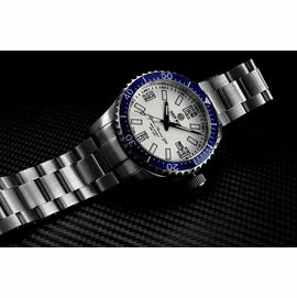 ALPHA MARINE 500 T-100 TRITIUM SWISS AUTOMATIC WHITE DIAL LUME BLUE