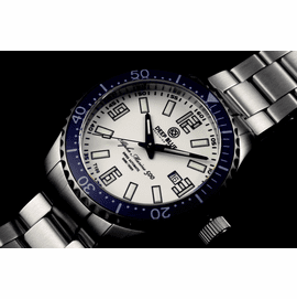 ALPHA MARINE 500 T-100 TRITIUM SWISS AUTOMATIC WHITE DIAL LUME BLUE