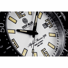 ALPHA MARINE 500 T-100 TRITIUM SWISS AUTOMATIC WHITE DIAL LUME GREEN