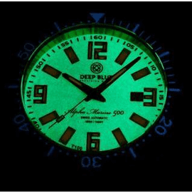 ALPHA MARINE 500 T-100 TRITIUM SWISS AUTOMATIC WHITE DIAL LUME GREEN ORANGE  TRITIUM TUBES