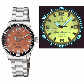 ALPHA MARINE AUTOMATIC BLACK CERAMIC BEZEL FULL LUME MANGO DIAL BRACELET