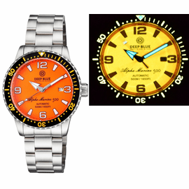 ALPHA MARINE AUTOMATIC BLACK ORANGE CERAMIC LUMINOUS BEZEL FULL LUME ORANGE DIAL
