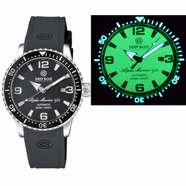 ALPHA MARINE AUTOMATIC BLACK/WHITE CERAMIC LUMINOUS BEZEL FULL LUME BLACK DIAL