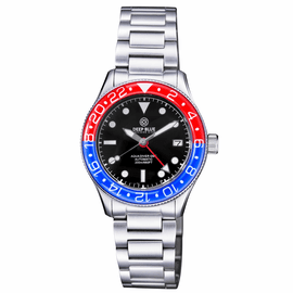 AQUA DIVER  GMT AUTOMATIC RED/BLUE BEZEL BLACK DIAL  BRACELET