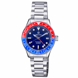 AQUA DIVER  GMT AUTOMATIC RED/BLUE BEZEL BLUE DIAL  BRACELET
