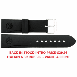 BACK IN STOCK - RETRO PRICE!  22MM ITALIAN RUBBER STRAP VANILLA SCENT - DEEP BLUE LOGO