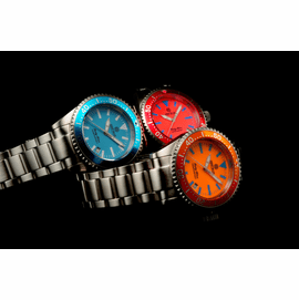 Blue, Cherry Pink, Orange Lume Dials