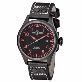 CHARLIE AUTOMATIC PVD BLACK CASE BLACK RED DIAL