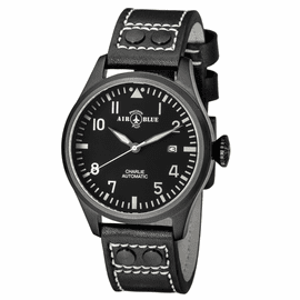 CHARLIE AUTOMATIC PVD BLACK CASE BLACK WHITE  DIAL