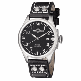 CHARLIE AUTOMATIC  STAINLESS CASE BLACK WHITE  DIAL