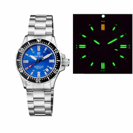 DAYNIGHT 41 TRITDIVER T-100 TRITIUM TUBES  AUTOMATIC BLACK  BEZEL- BLUE  DIAL