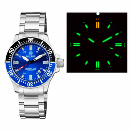 DAYNIGHT 41 TRITDIVER T-100 TRITIUM TUBES  AUTOMATIC BLACK/BLUE BEZEL- BLUE  DIAL