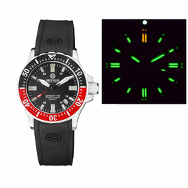 DAYNIGHT 41 TRITDIVER T-100 TRITIUM TUBES AUTOMATIC BLACK/RED BEZEL - BLACK DIAL