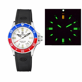 DAYNIGHT 41 TRITDIVER T-100 TRITIUM TUBES AUTOMATIC BLUE/RED  BEZEL - WHITE DIAL