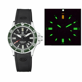 DAYNIGHT 41 TRITDIVER T-100 TRITIUM TUBES AUTOMATIC GREEN BEZEL - BLACK DIAL