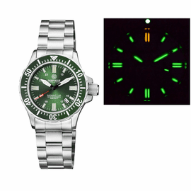 DAYNIGHT 41 TRITDIVER T-100 TRITIUM TUBES  AUTOMATIC GREEN  BEZEL- GREEN DIAL