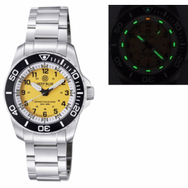 DAYNIGHT 43MM DIVER SOLAR POWERED STAINLESS STEEL CASE TRITIUM WATCH - BLACK BEZEL – YELLOW DIAL BRACELET