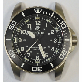 DAYNIGHT 43MM DIVER SOLAR POWERED STAINLESS STEEL CASE TRITIUM WATCH - BLACK/WHITE BEZEL � BLACK DIAL -STRAP