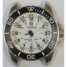 DAYNIGHT 43MM DIVER SOLAR POWERED STAINLESS STEEL CASE TRITIUM WATCH - BLACK/WHITE BEZEL �WHITE DIAL BRACELET